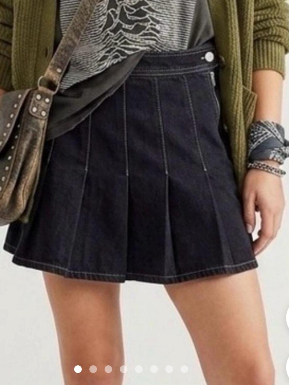 Free People Black Pleated Mini Skirt